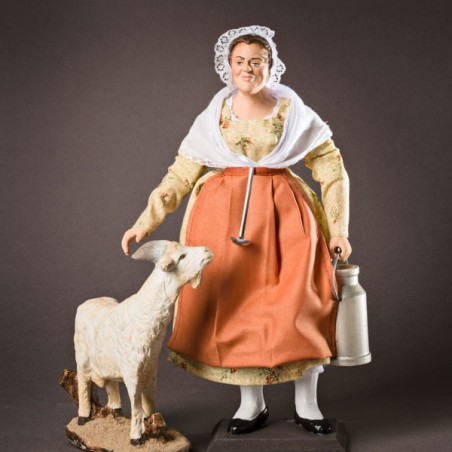 Santon habillé la femme à la chèvre