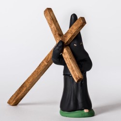 Santon le pénitent noir à la croix