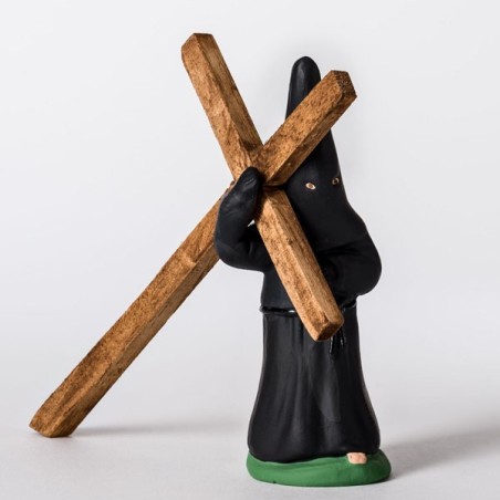 Santon le pénitent noir à la croix