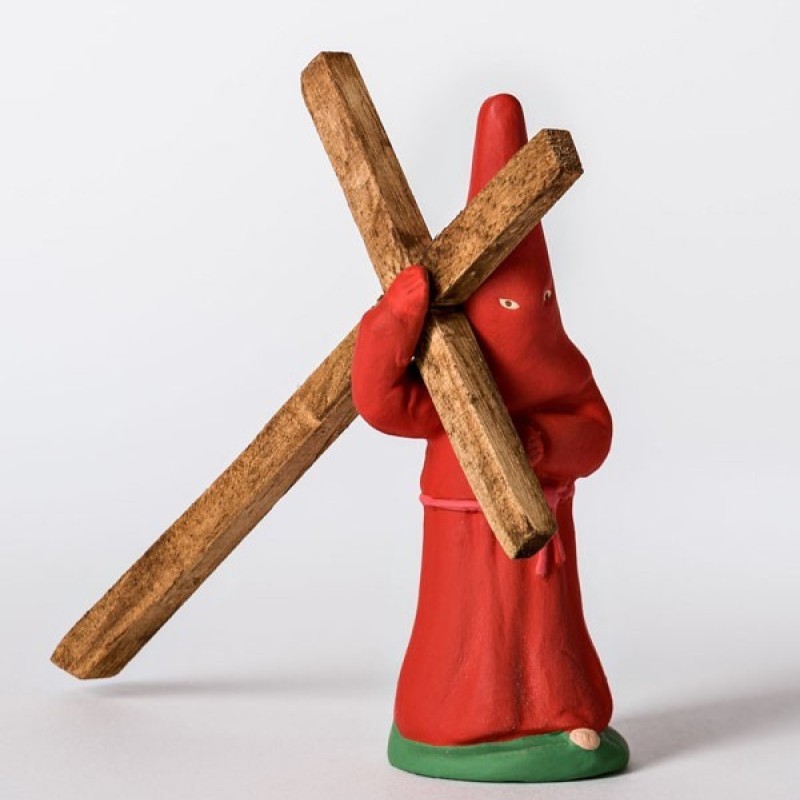 Santon le pénitent rouge à la croix