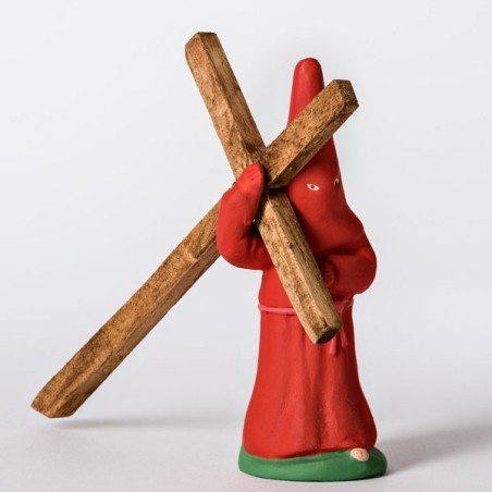 Santon le pénitent rouge à la croix