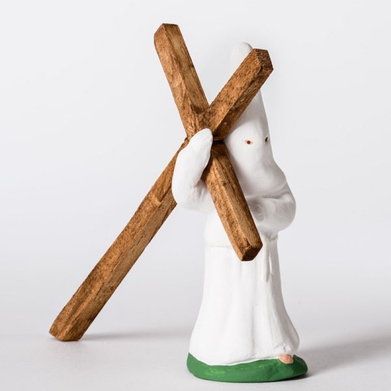 Santon le pénitent blanc à la croix